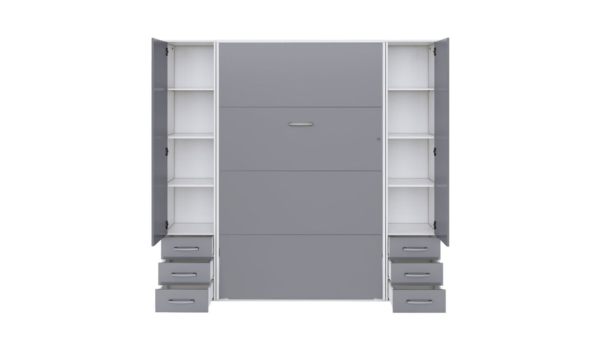 Maxima House Invento Vertical Wall Bed, European Full XL Size with 2 cabinets IN140V-07W