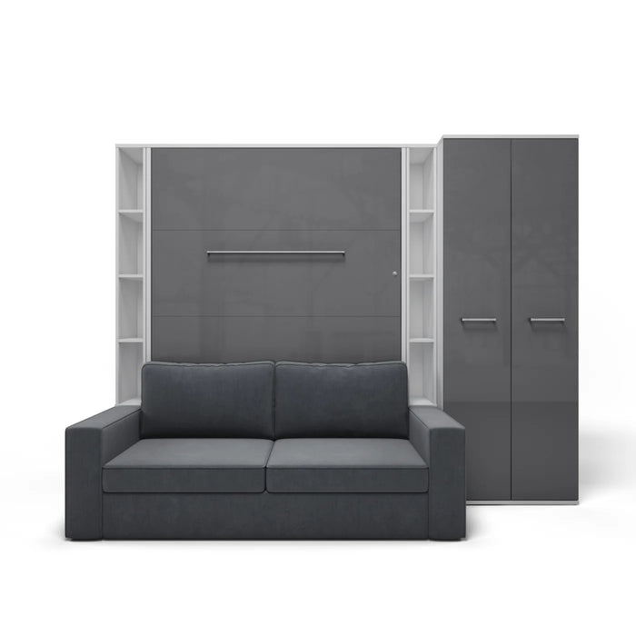 Maxima House Vertical Full Size Murphy Bed Invento with Sofa, Two Cabinets and Wardrobe