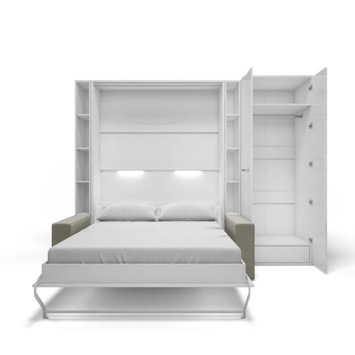 Maxima House Vertical Full Size Murphy Bed Invento with Sofa, Two Cabinets and Wardrobe