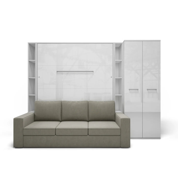 Maxima House Vertical Queen Size Murphy Bed Invento with Sofa, Two Cabinets and Wardrobe