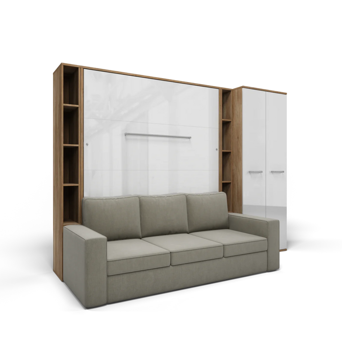 Maxima House Vertical Queen Size Murphy Bed Invento with Sofa, Two Cabinets and Wardrobe