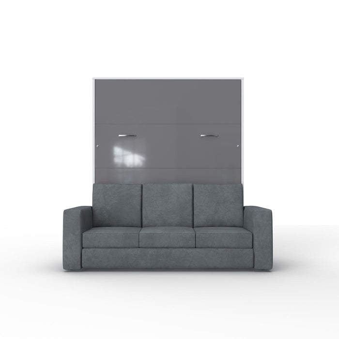 Maxima House Invento Queen Vertical Murphy Bed with a gray Sofa IN014WG-G