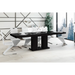 Maxima House Dining Set Nossa 7 Pcs. Black Modern Glossy Dining Table with 2 Self-Starting Leaves Plus 6 Chairs - Bed & Sofa Hub