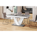 Maxima House Dining Set Chara 7 Pcs. Gray/white Modern Glossy Dining Table with 2 Self-Storing Leaves Plus 6 Chairs - Bed & Sofa Hub