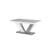 Maxima House Dining Set Aviva Ii 7 Pcs. Gray/ White Modern Glossy Dining Table with 2 Self-Starting Leaves Plus 6 Chairs - Bed & Sofa Hub