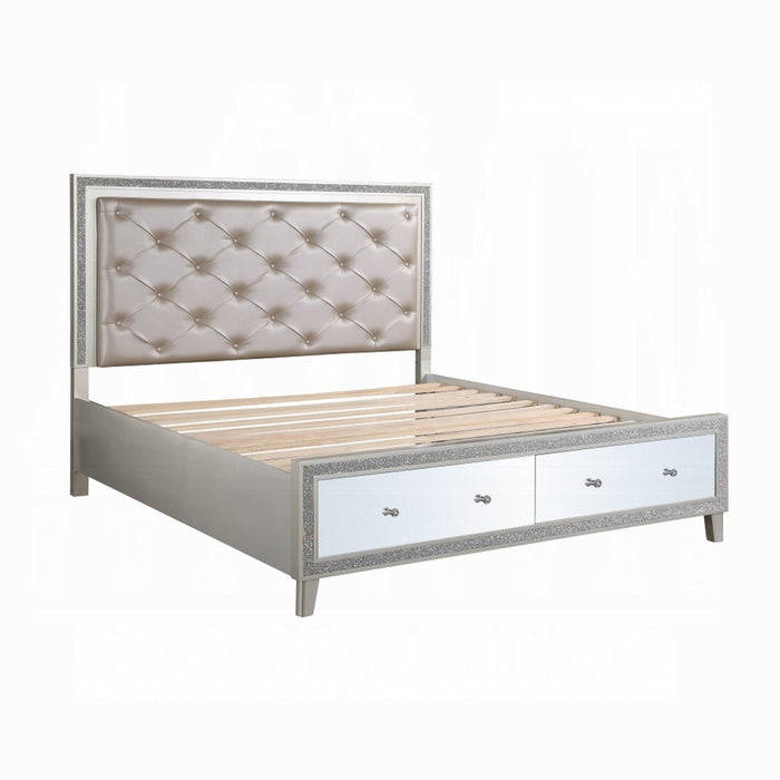 ACME Sliverfluff Queen Bed W/Led & Storage