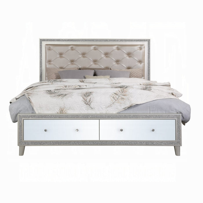 ACME Sliverfluff Queen Bed W/Led & Storage