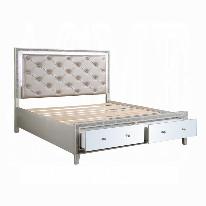 ACME Sliverfluff Queen Bed W/Led & Storage