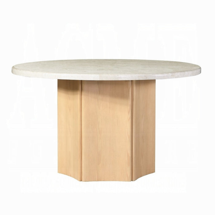 ACME Qwin Round Dining Table W/Marble Top