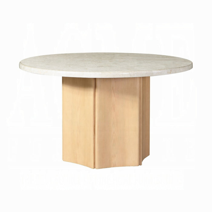 ACME Qwin Round Dining Table W/Marble Top