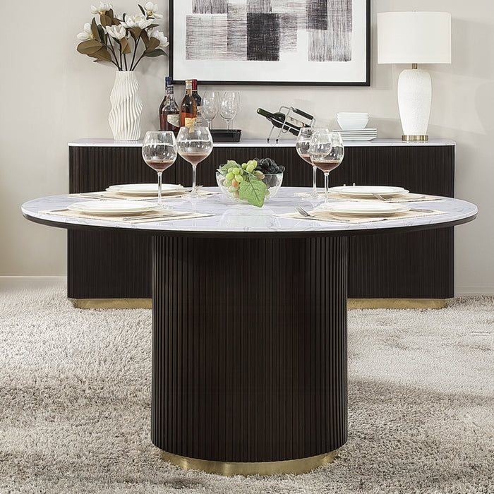 ACME Clayten Round Dining Table w/Marble