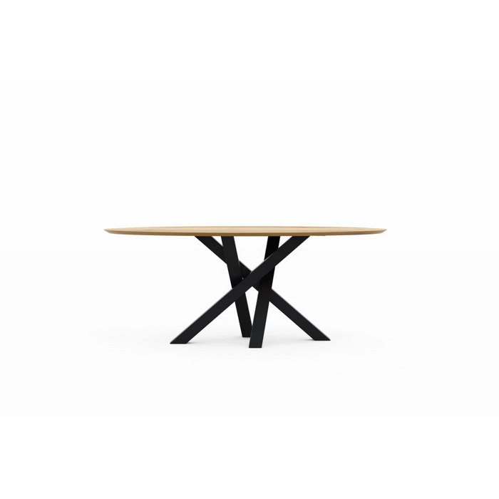 Maxima House Solid Oak Wood Dining Table Alisa with Metal Legs