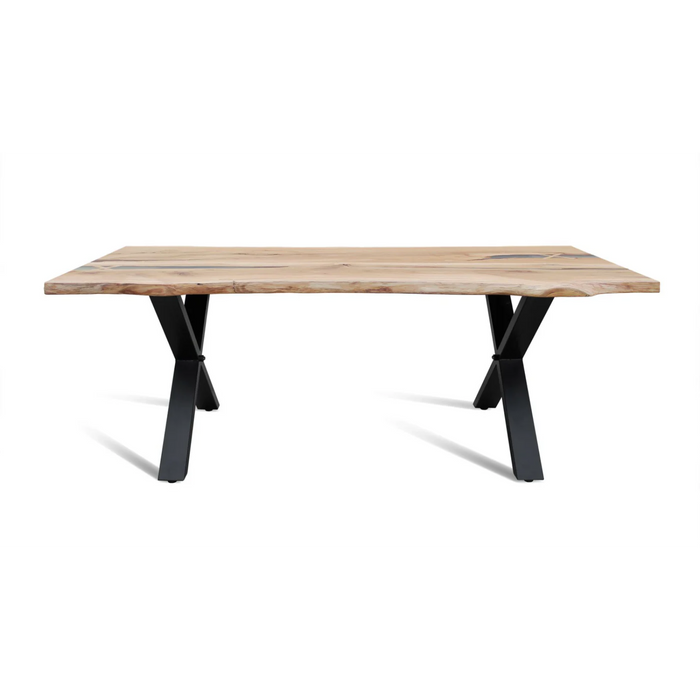 Maxima House Banur-110 Solid Wood Dining Table with Black Metal Legs