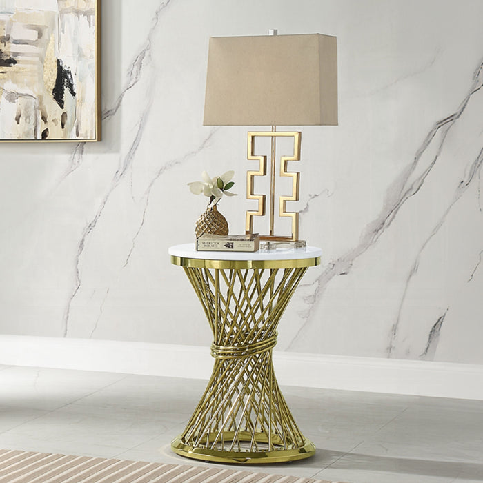 ACME Fallon End Table W/Engineered Stone Top