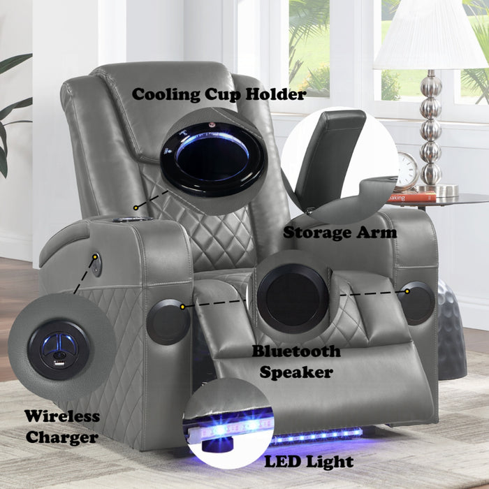 ACME Alair Power Motion Recliner W/Bluetooth, Wireless Charger & Cupholder