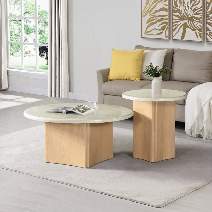 ACME Qwin Coffee Table W/Marble Top