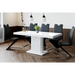 Maxima House Dining Set Iva 7 Pcs. Modern White Glossy Dining Table with 1self-Starting Leaf Plus 6 Chairs - Bed & Sofa Hub