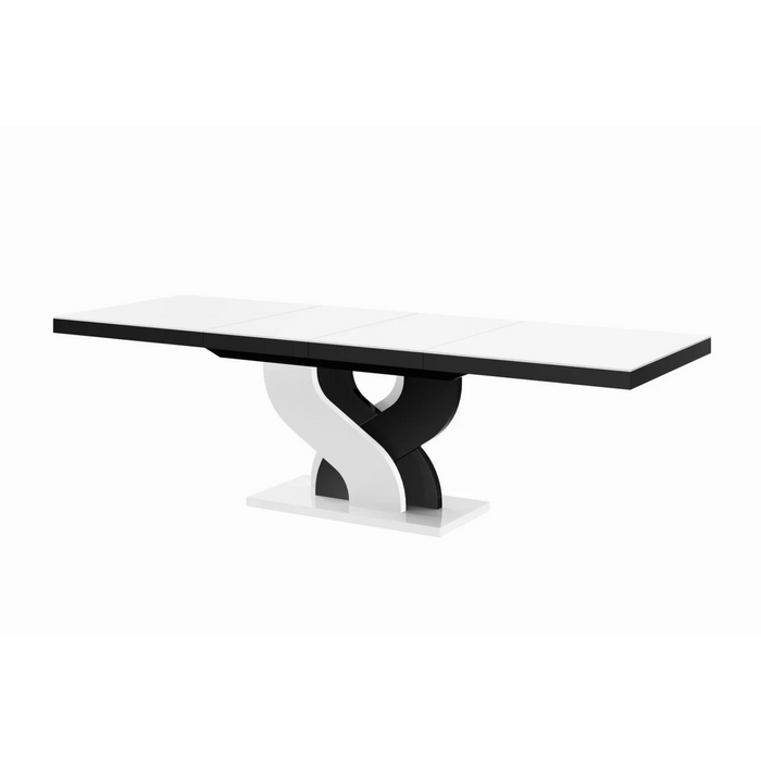 Maxima House Modern Glossy Dining Table Bella with 2 Self-Starting Leaves