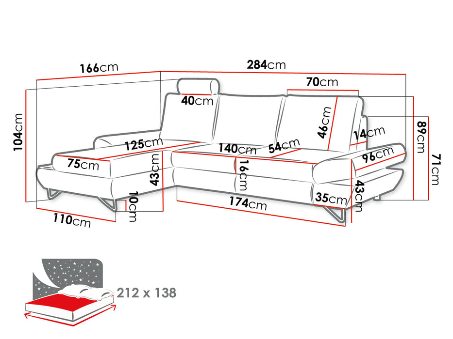 Maxima House Sectional Sleeper Sofa with storage ASTRA MIR053